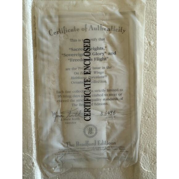 Bradford Editions Eagle Christmas Ornaments Set of 3 Certificate of Authenticity - Picture 6 of 6